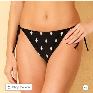 Women’s Shade & Shore™ Black & White Embroidered High Leg Cheeky Bikini Bottom
